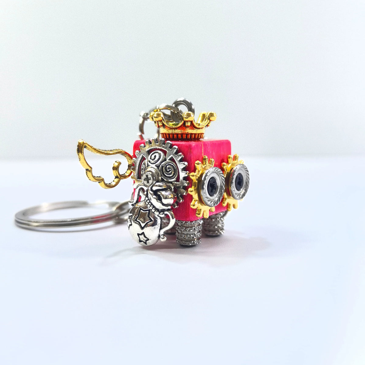 Steampunk Aquarius Robot Wood Metal Pendant