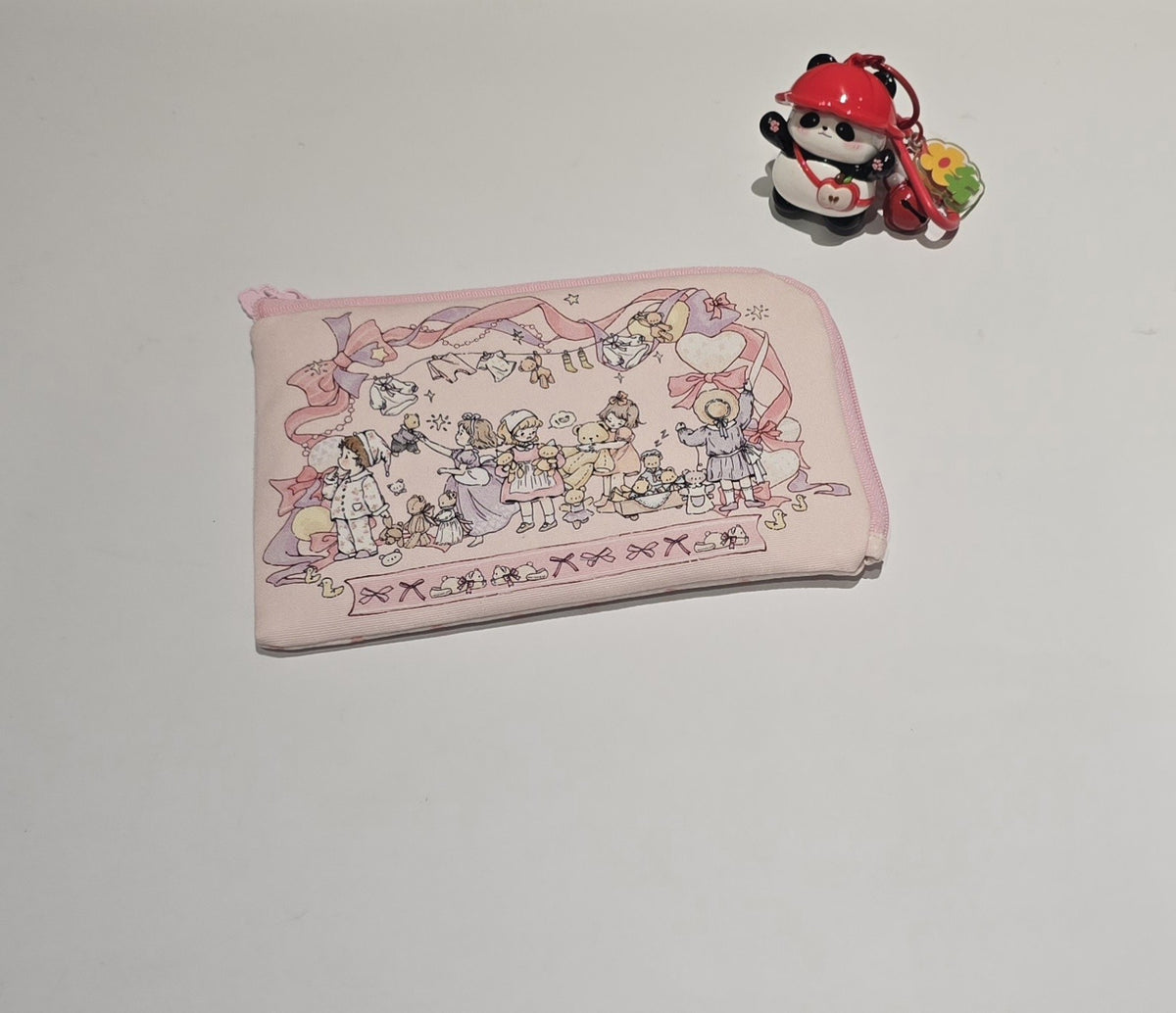 Pink Large Pouch with Storybook Illustration