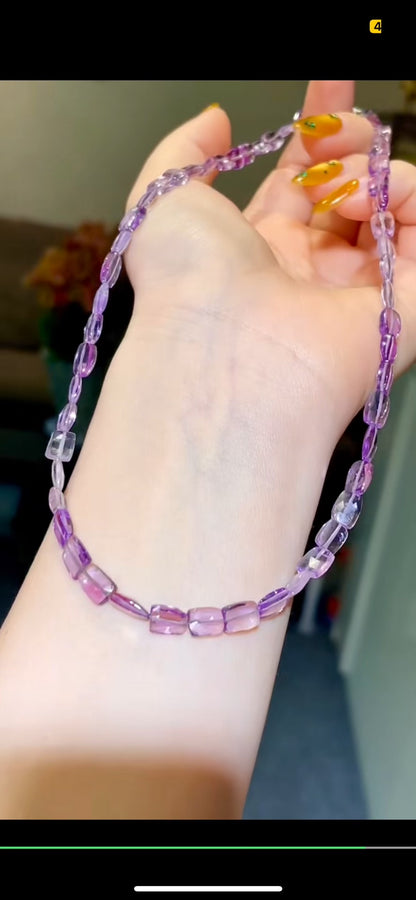 Faceted Amethyst Necklace, 7-8mm Beads, 43.5cm Length