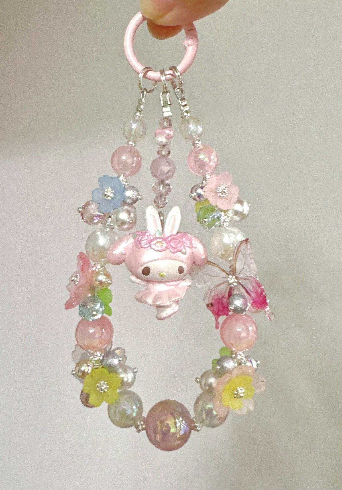 My Melody Beaded Phone Charm Keychain