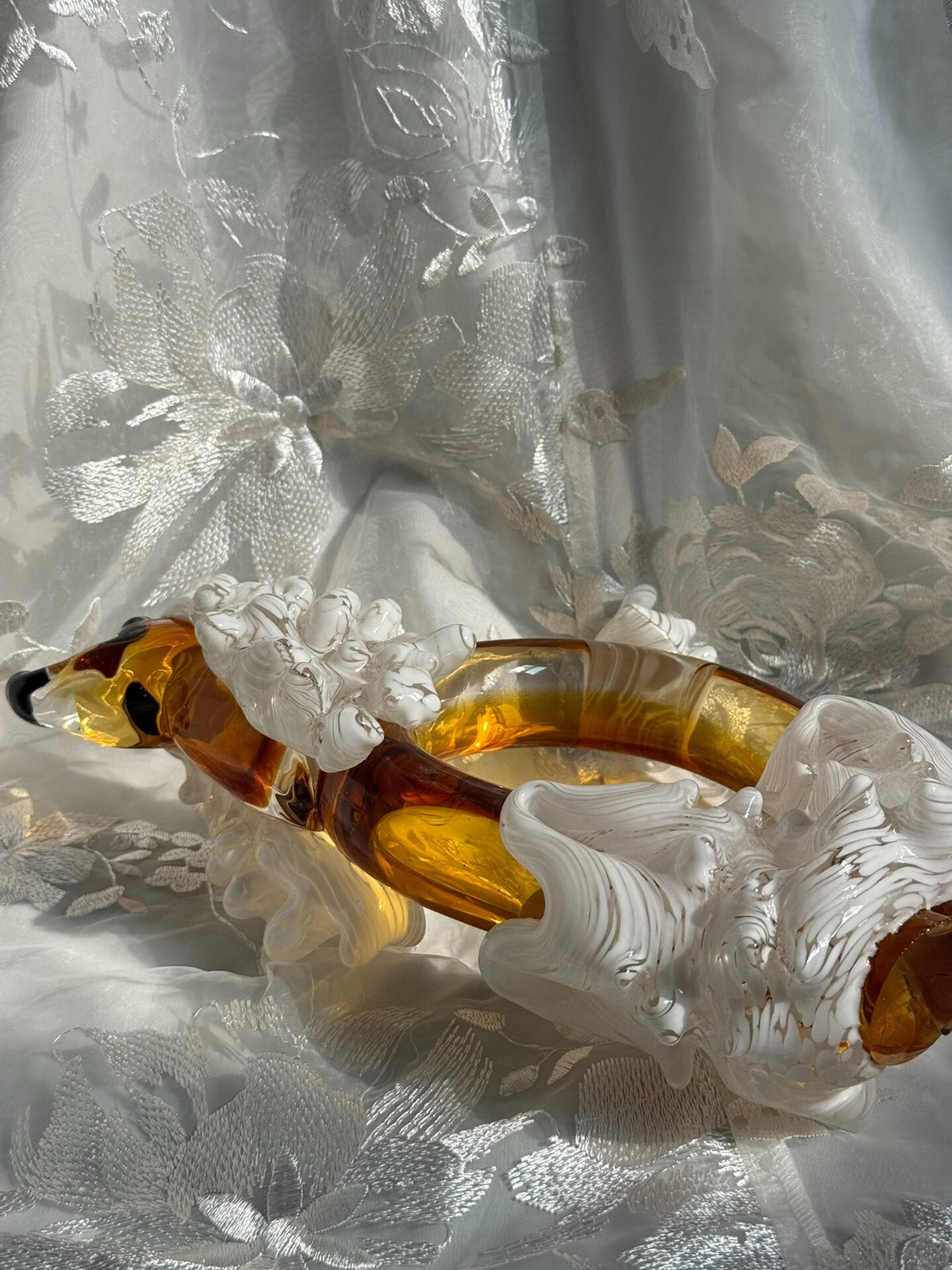 Amber Glass Poodle Figurine