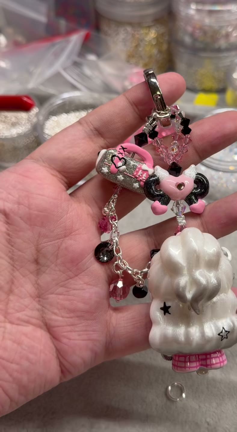 Black Pink Character Sunglasses Phone Charm Strap
