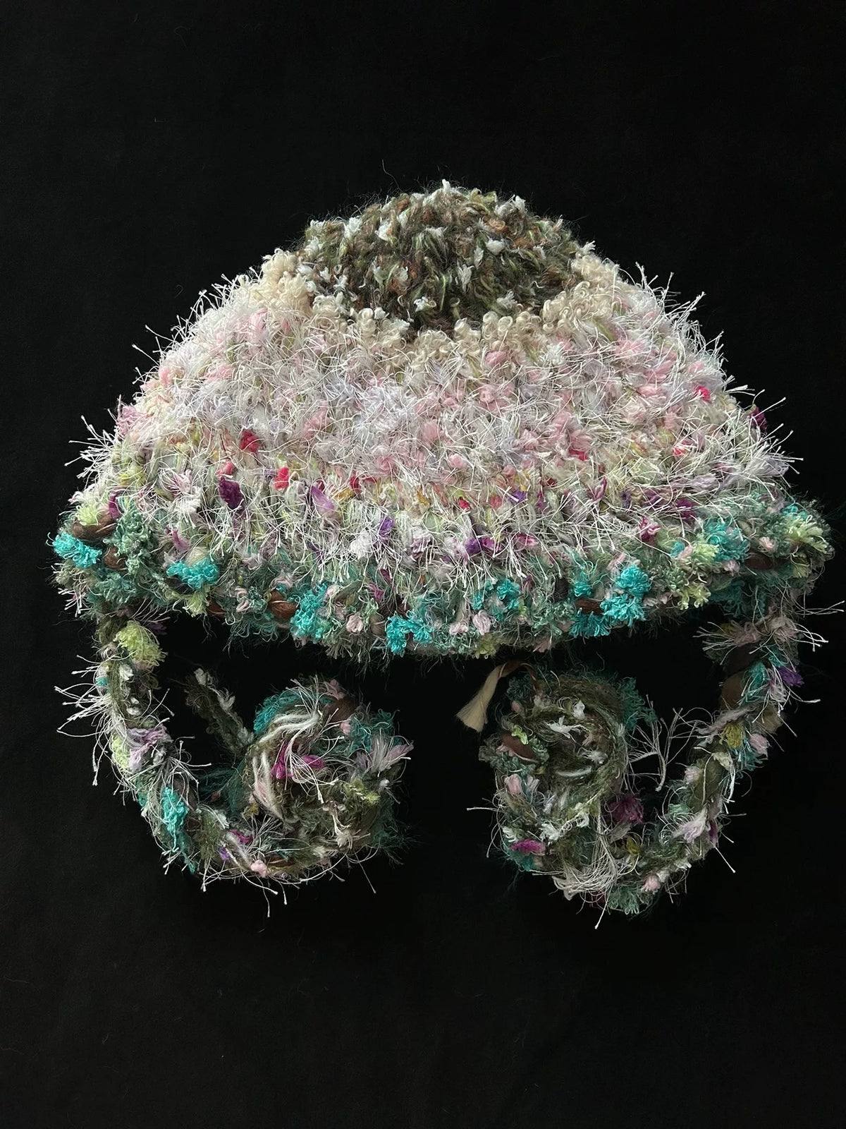 Hand Crocheted Pastel Textured Yarn Hat