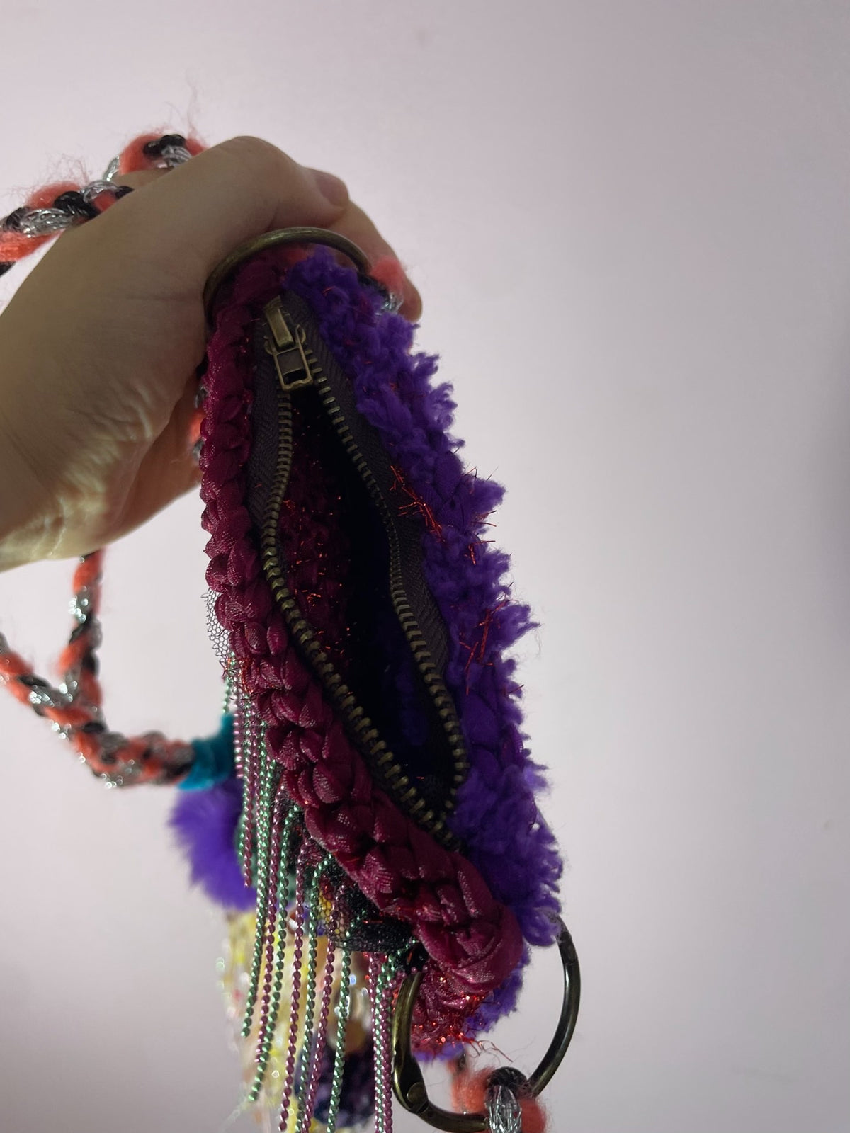 Knitted Phone Bag with Tulip Embellishment
