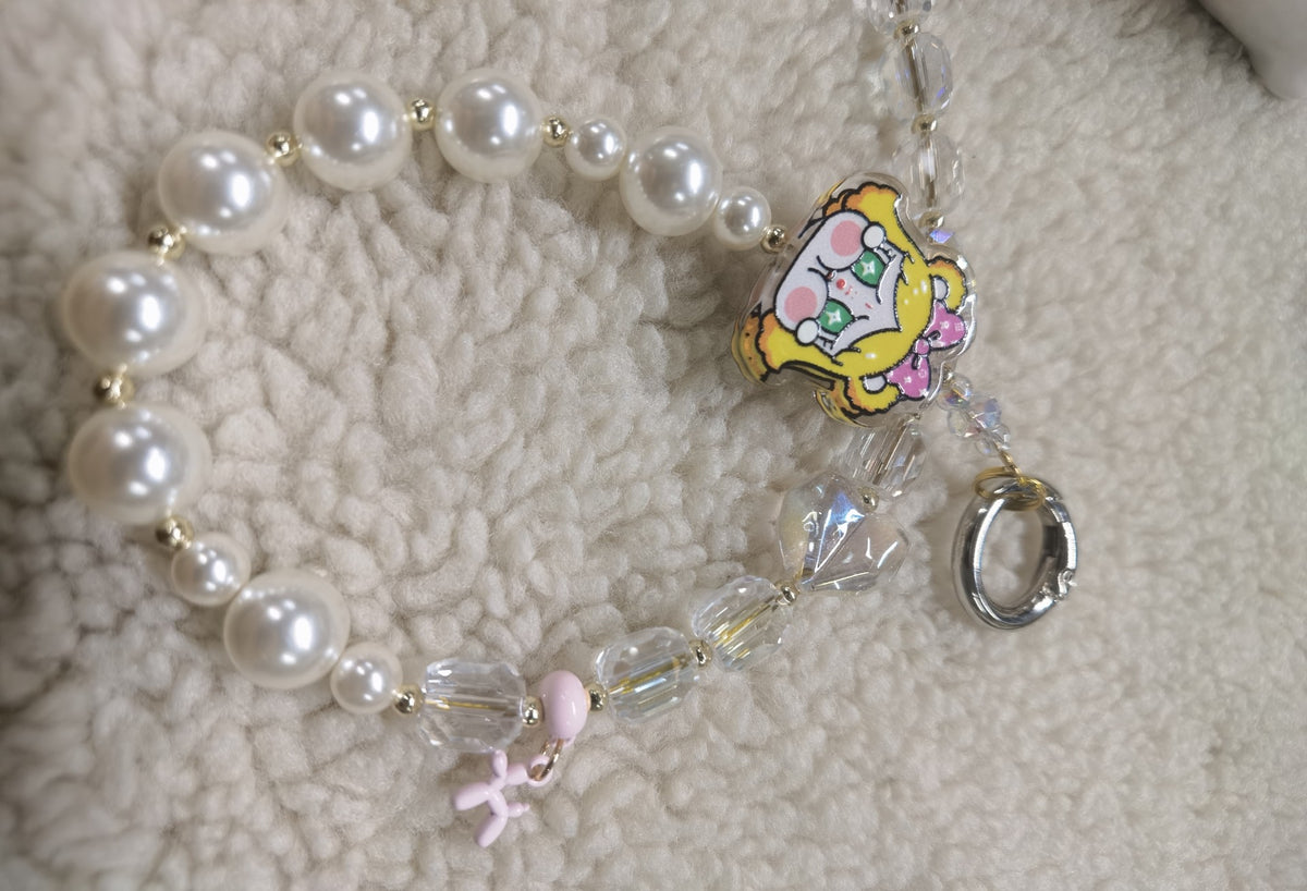 Handcrafted Iridescent Pearl Phone Charm
