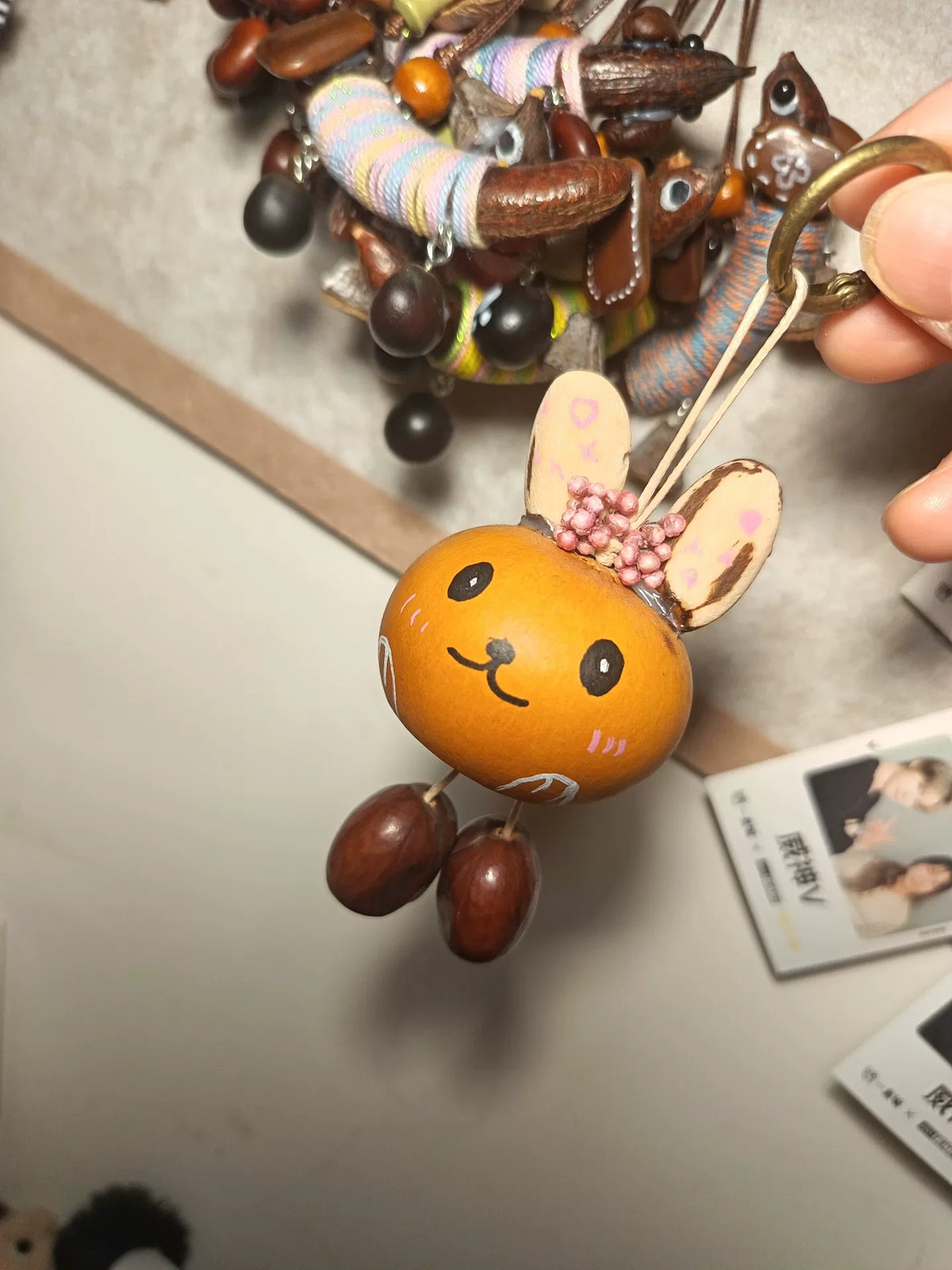 Handcrafted Fruit Shell Rabbit Pendant Keychain