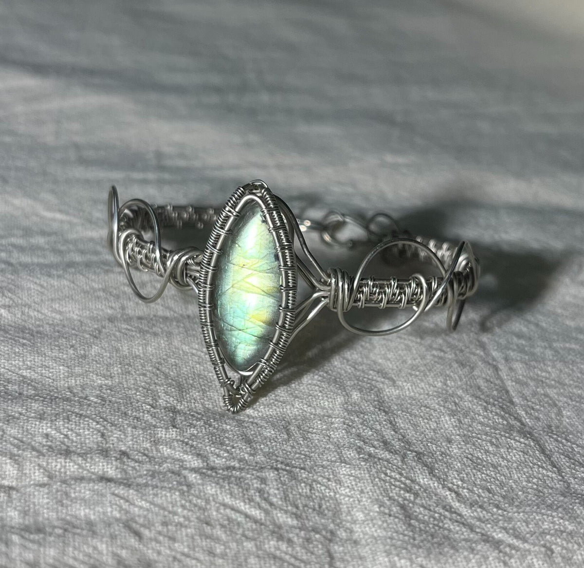 Labradorite Wire Wrapped Cuff Bracelet