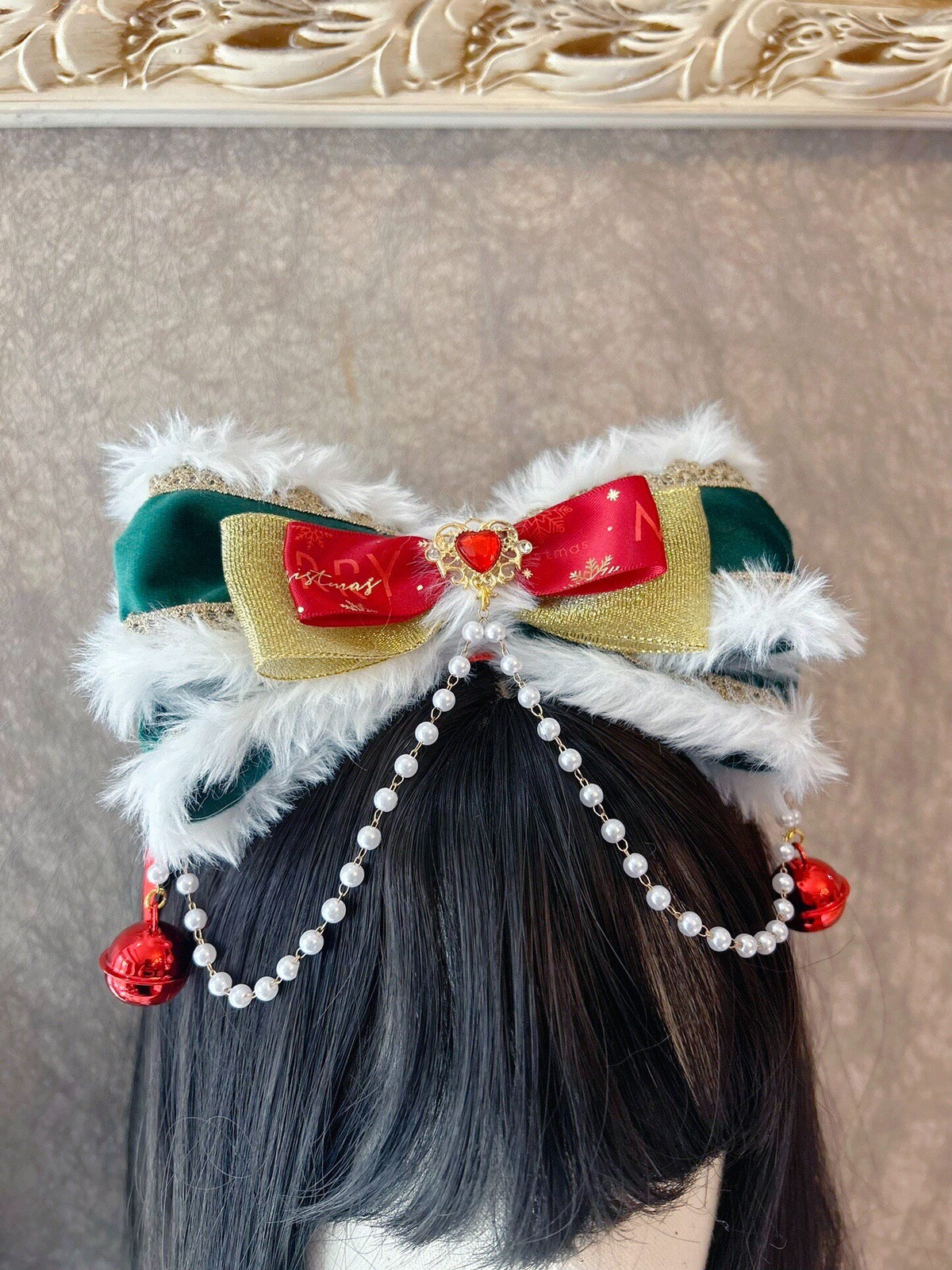 Christmas Bow Headband with Anti-Slip Teeth