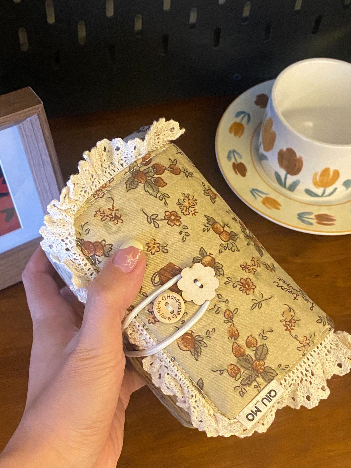 Handmade Cotton Lace Double Layer Camera Pouch