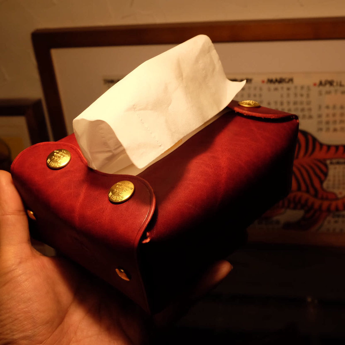 Horween Leather Tissue Box Cover