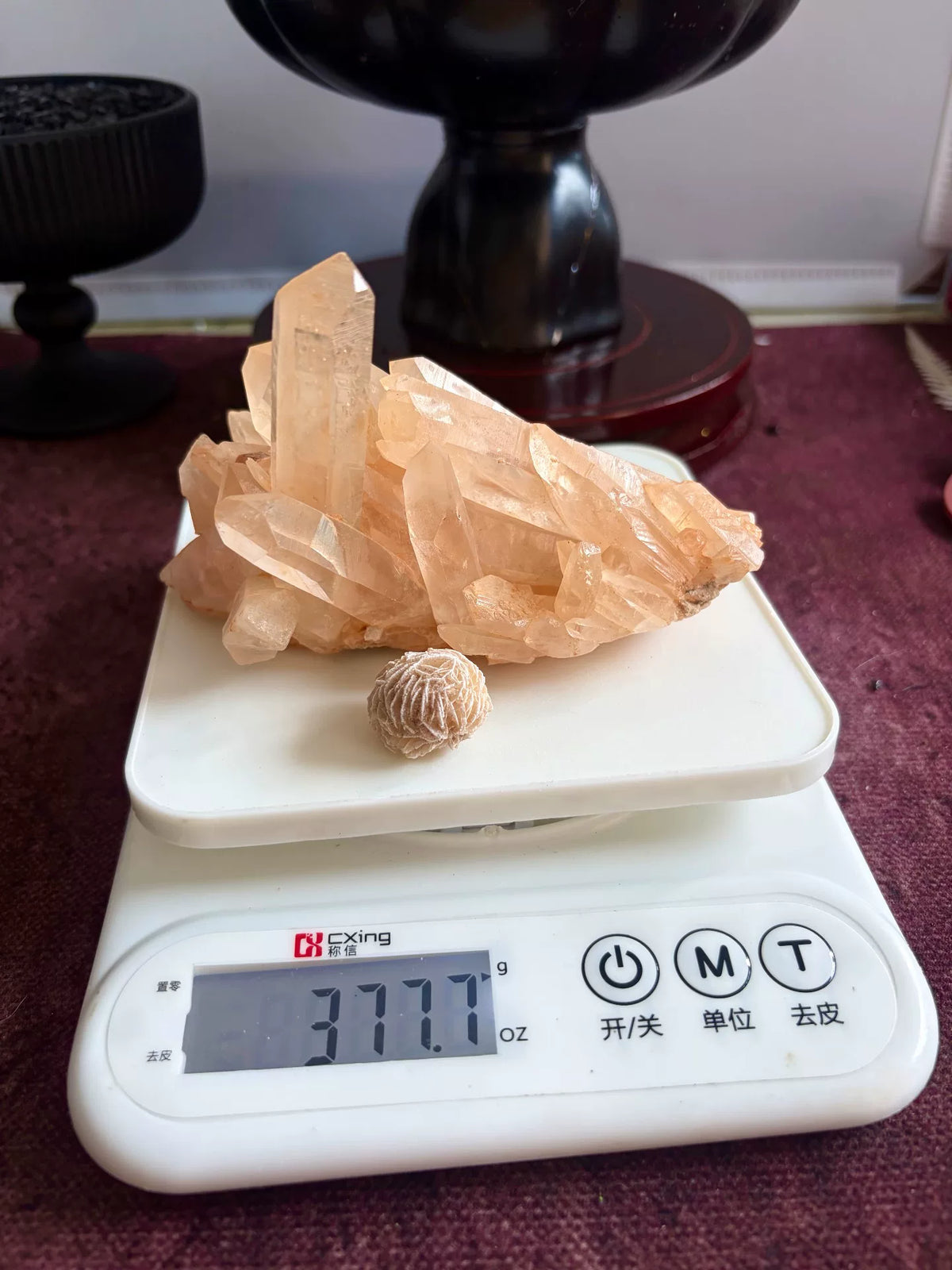 Oversized Crystal Bonsai Citrine Cluster Ceramic Bowl