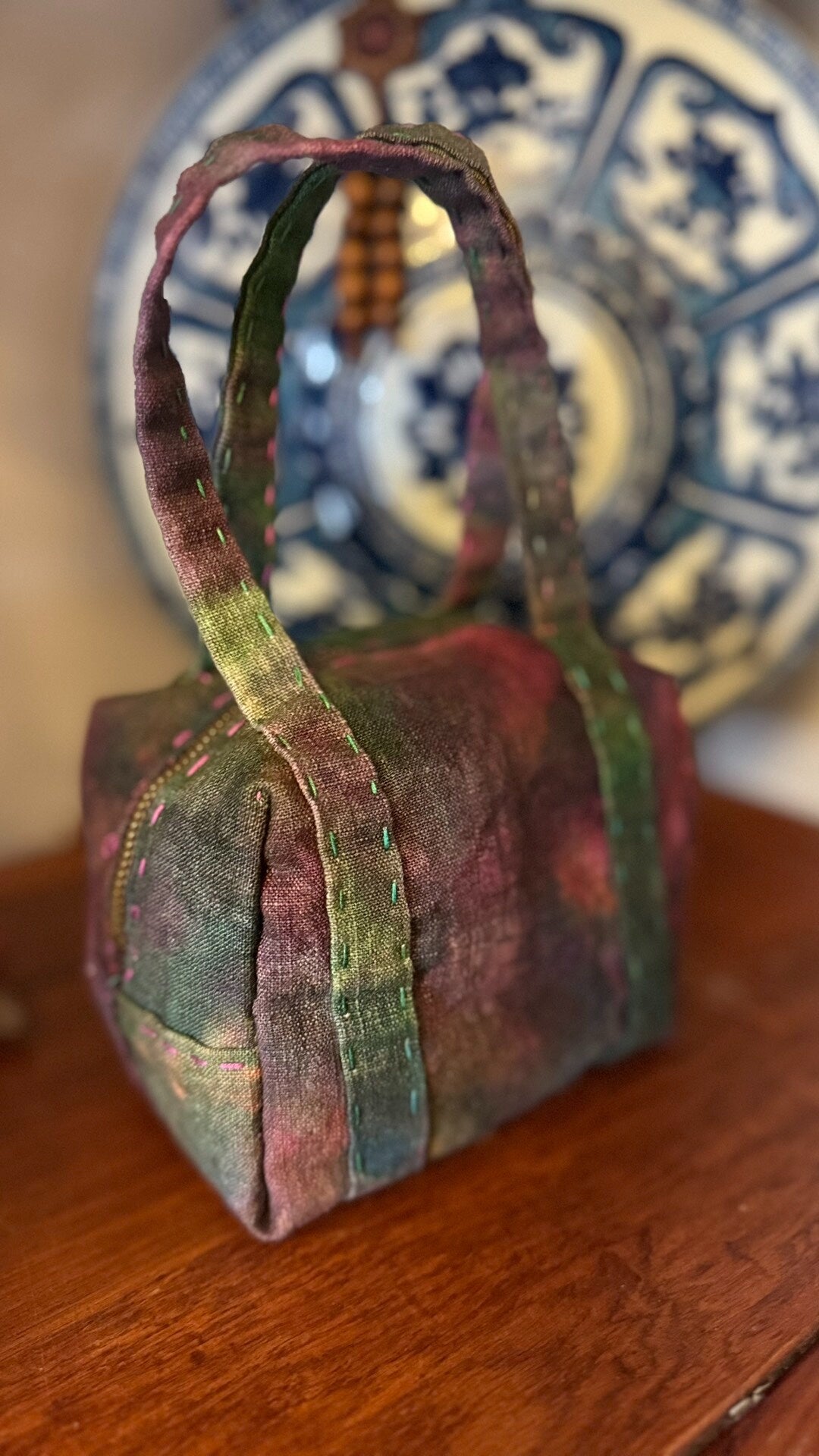 Handwoven Plant-Dyed Boston Handbag