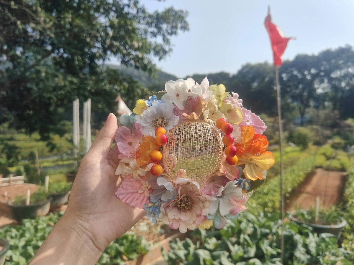 Handgemaakte Bloemen Bessen Strohoed