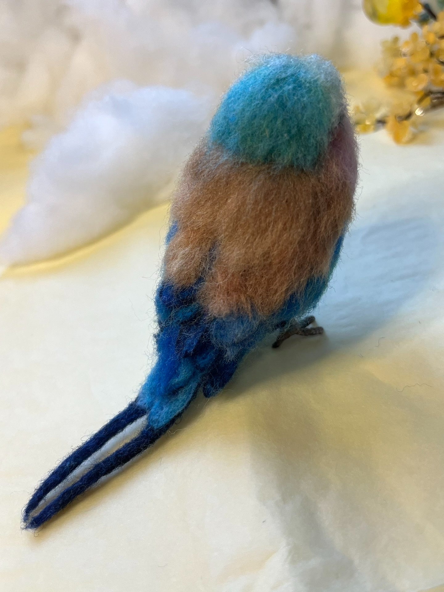 Handcrafted Needle-Felted Wool Bird Figurine with Multi-Tonal Gradient
