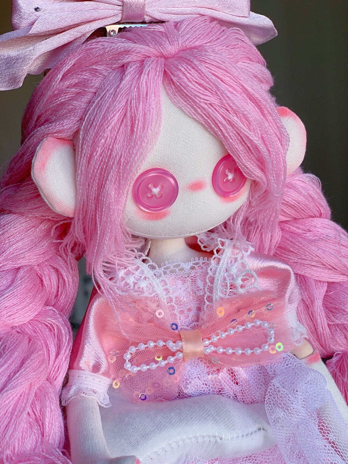 Handmade Pink Yarn Braided Cloth Doll