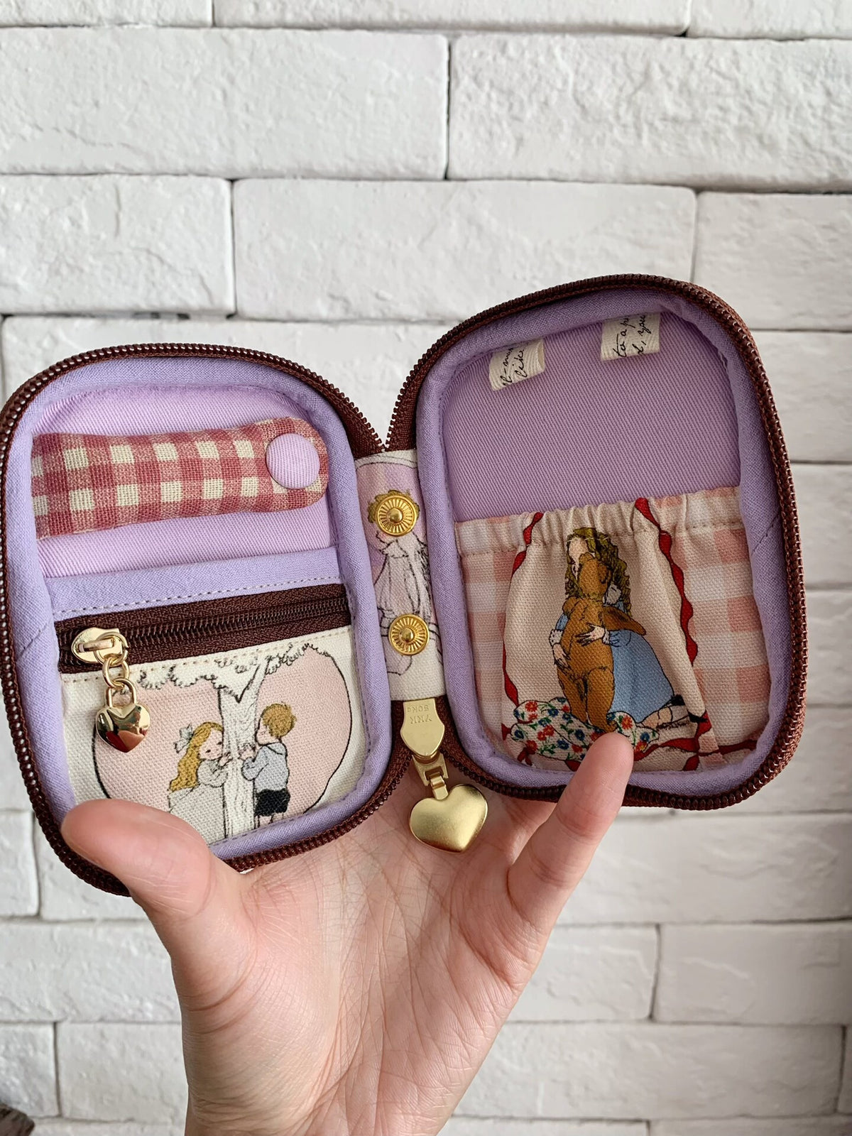Woven Tapestry Zippered Pouch with Detachable Pouch