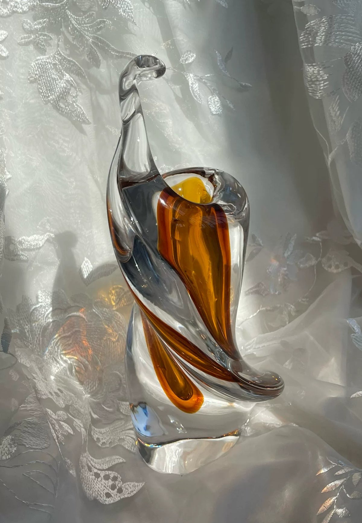 Vaso de Vidro Vintage Amber Sommerso