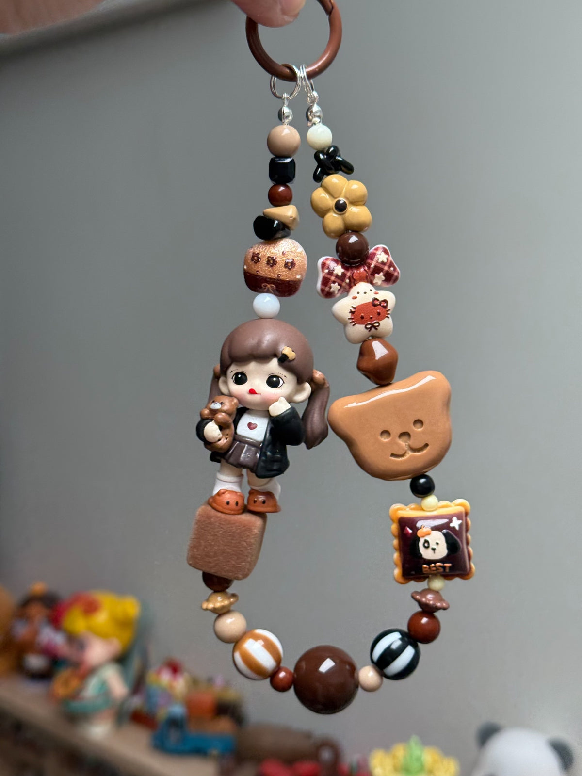 Beaded Doll Phone Strap Bag Charm Keychain