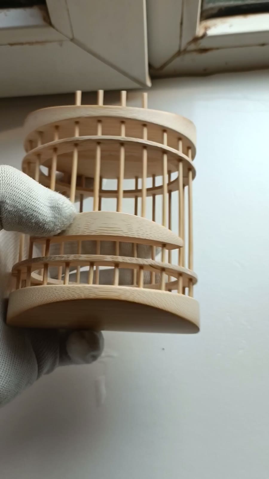 Large Oval Katydid Cage Handcrafted Bamboo