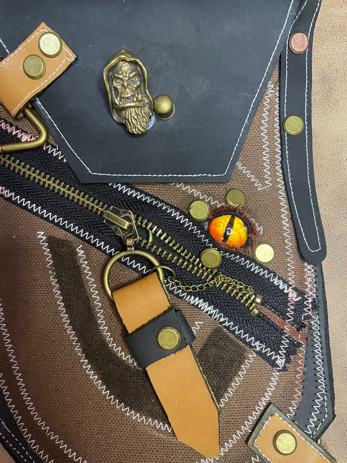 Punk Leather Crossbody Bag Distressed Vintage