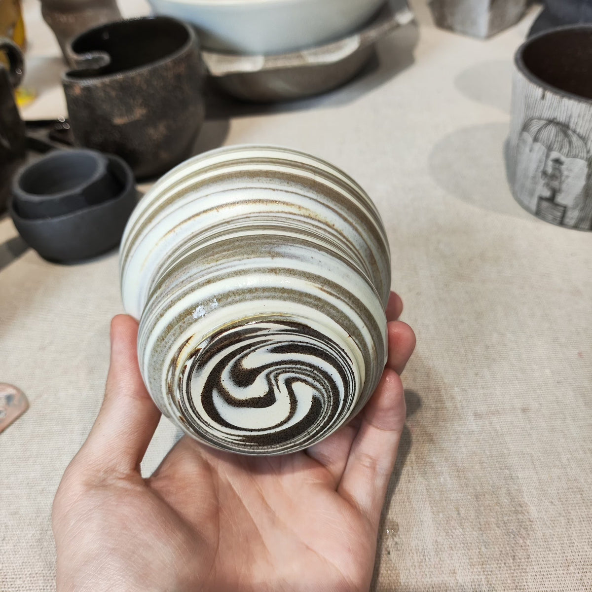 手作り 攪胎（練り込み）瓢箪形カップ 200ml