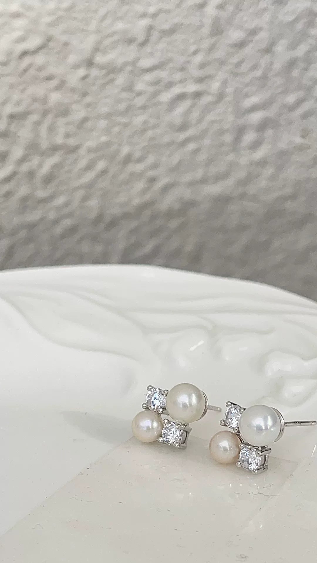 Asymmetric Edison Pearl Stud Earrings 925 Silver