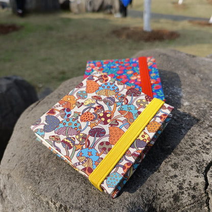Customizable Liberty Fabric Watercolor Sketchbook with Mushroom Cover