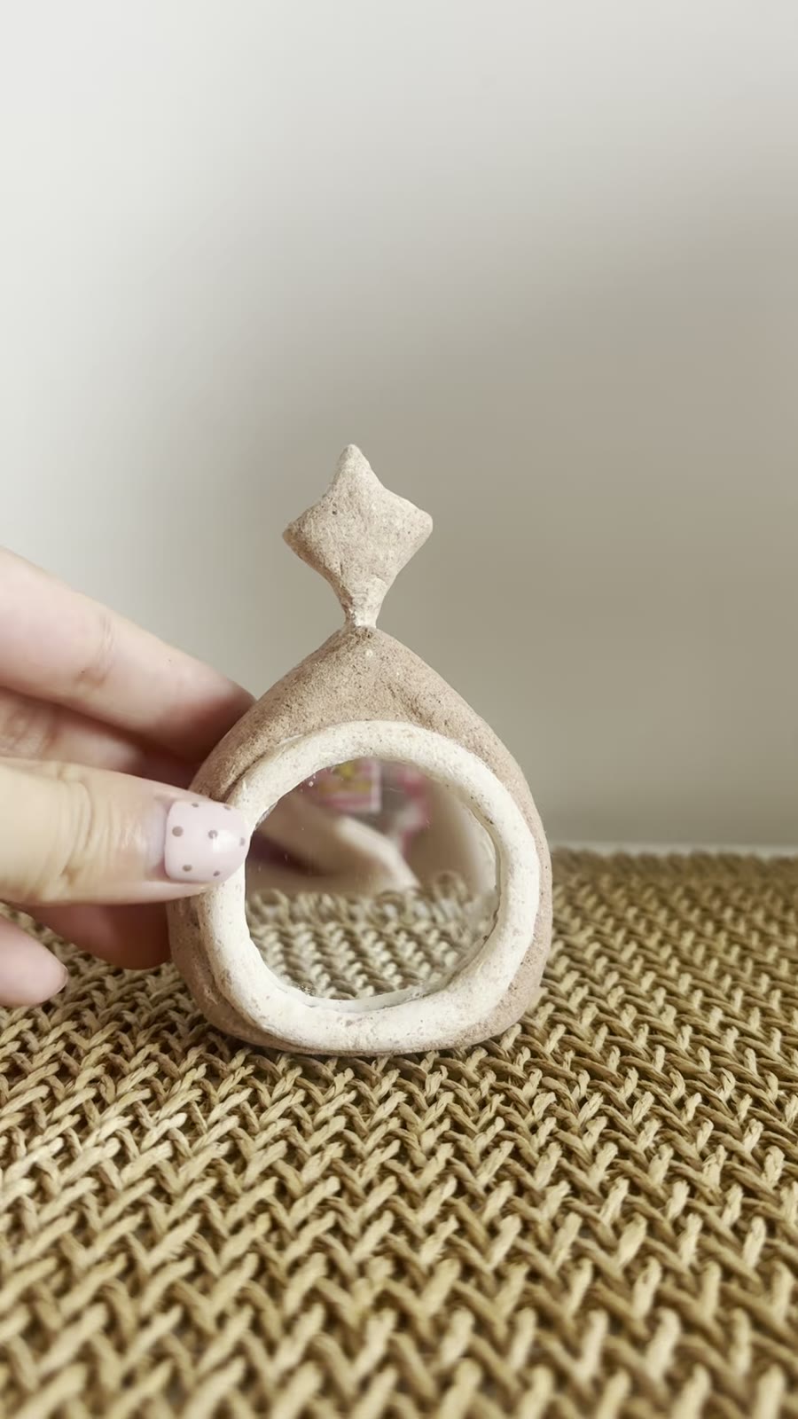 Handmade Clay Incense Holder House Mirror