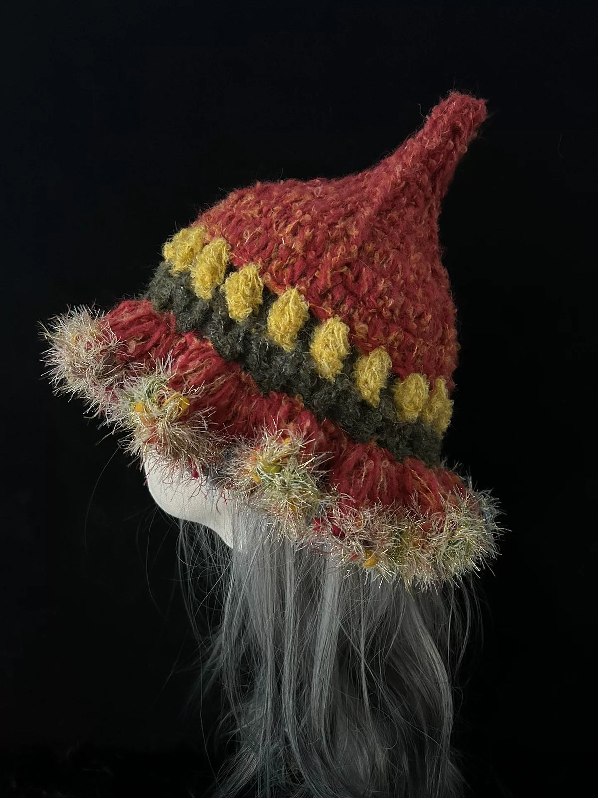 Hand Crocheted Pointed Crown Knit Hat