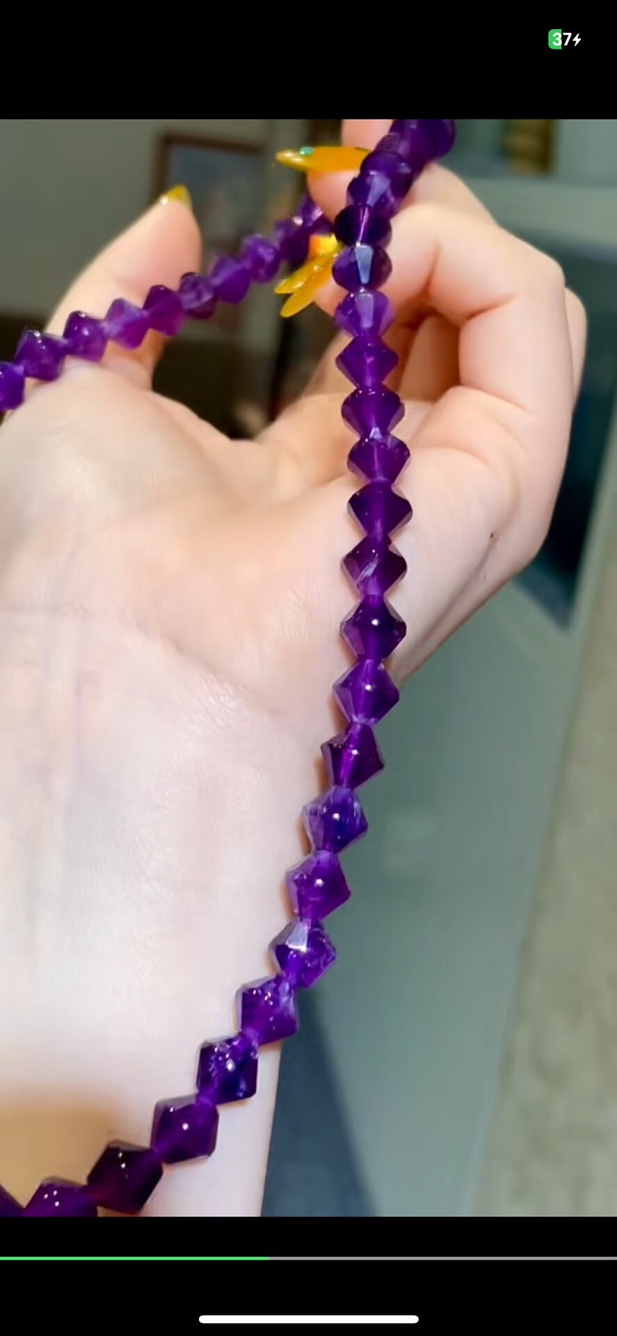 Faceted Purple Gemstone Bead Necklace 45cm