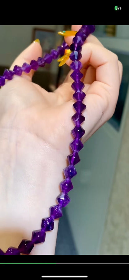 Faceted Purple Gemstone Bead Necklace 45cm