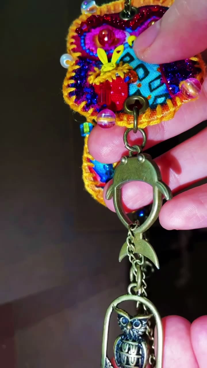 Handmade Owl Felt Keychain Pendant