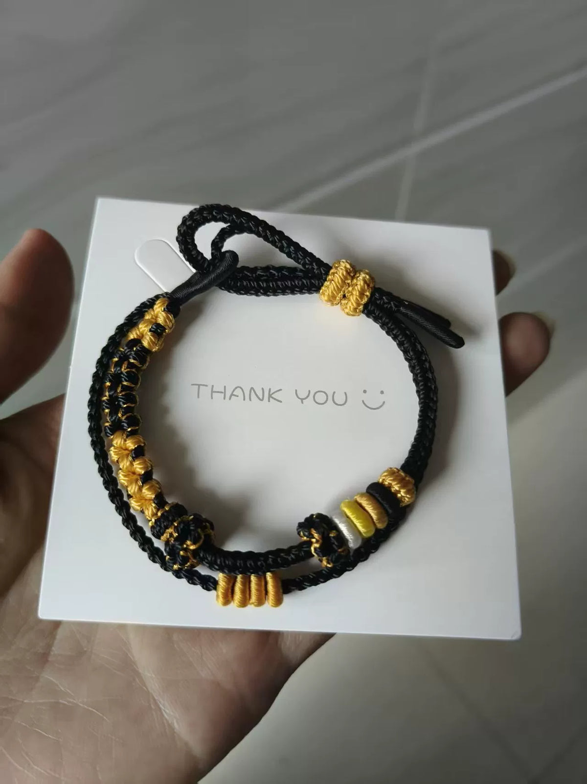 Handwoven Black Gold Double Layer Bracelet
