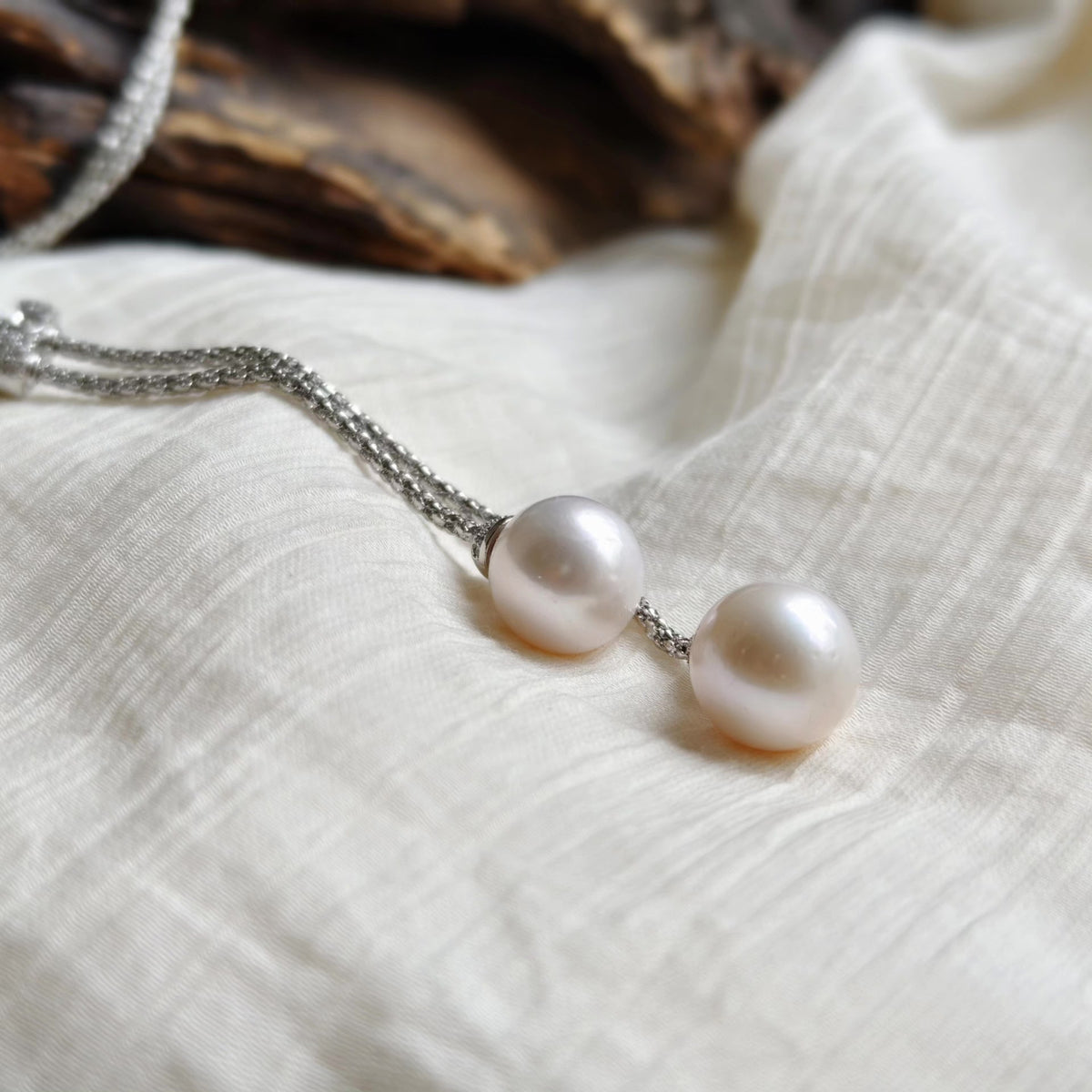 Natural Pearl Lariat Necklace 12-13mm