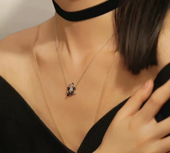 Sterling Silver Teddy Bear Swing Necklace