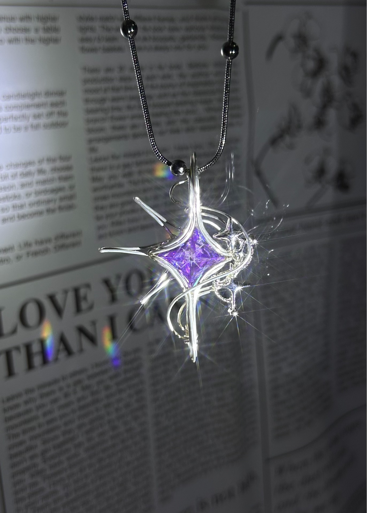 Wire Wrapped Starburst Zircon Pendant Necklace