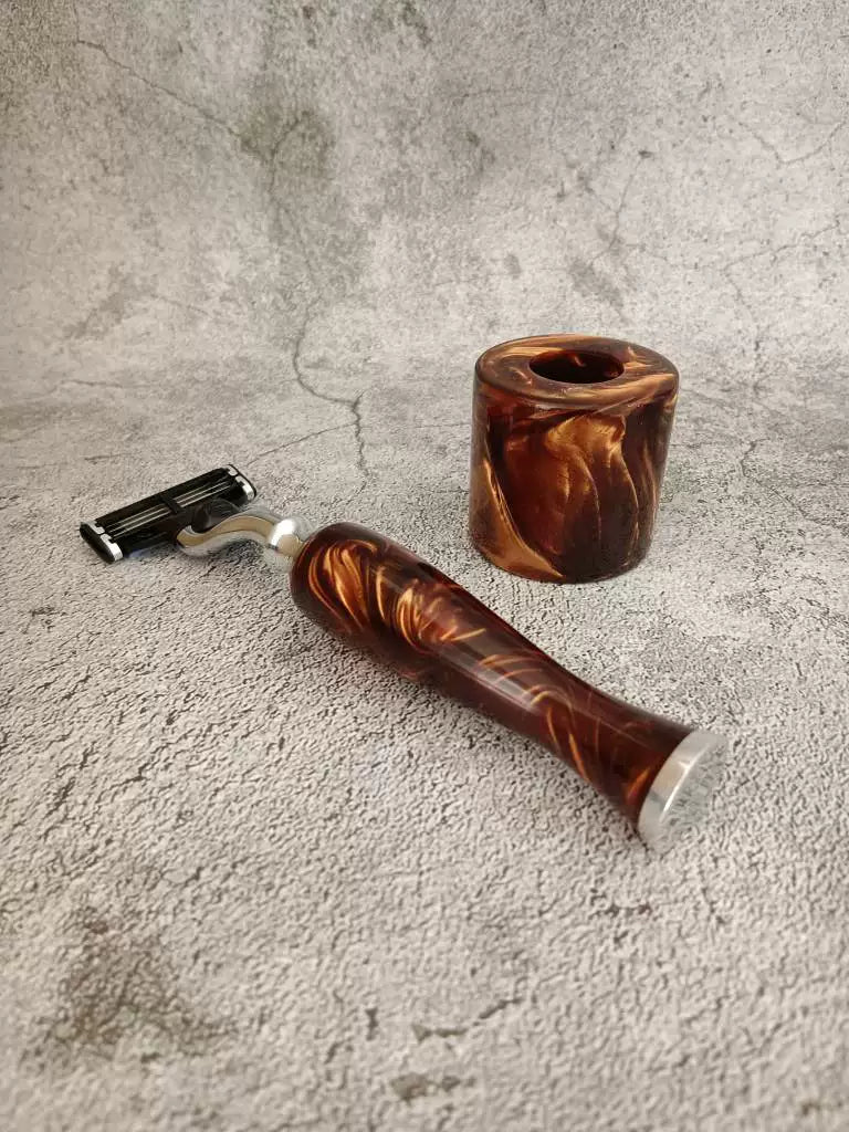Manual Razor with Marbled Resin Handle