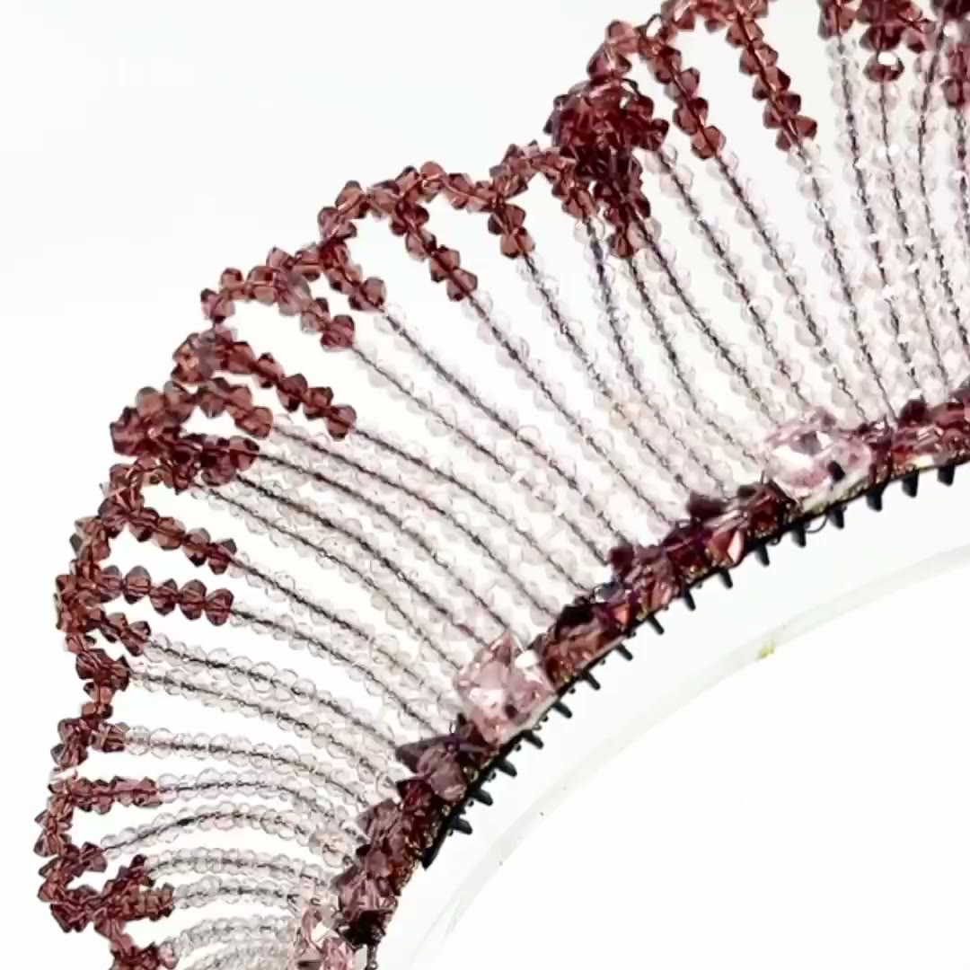 Crystal Beaded Fan Shape Headband Hair Accessory