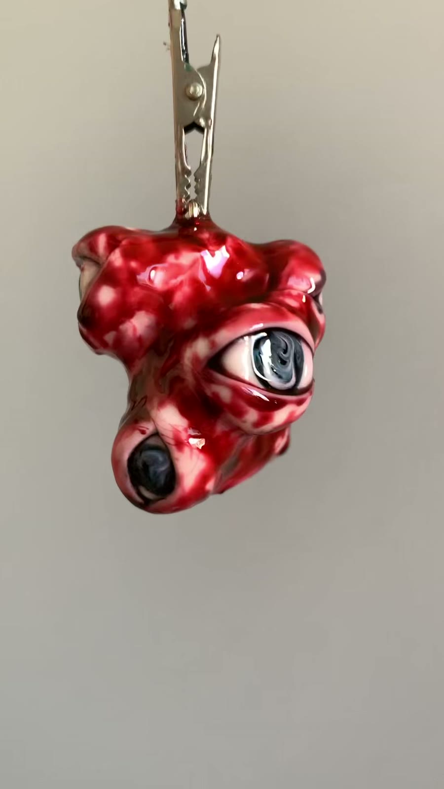 Handmade Clay Cthulhu Charm with Eyeballs