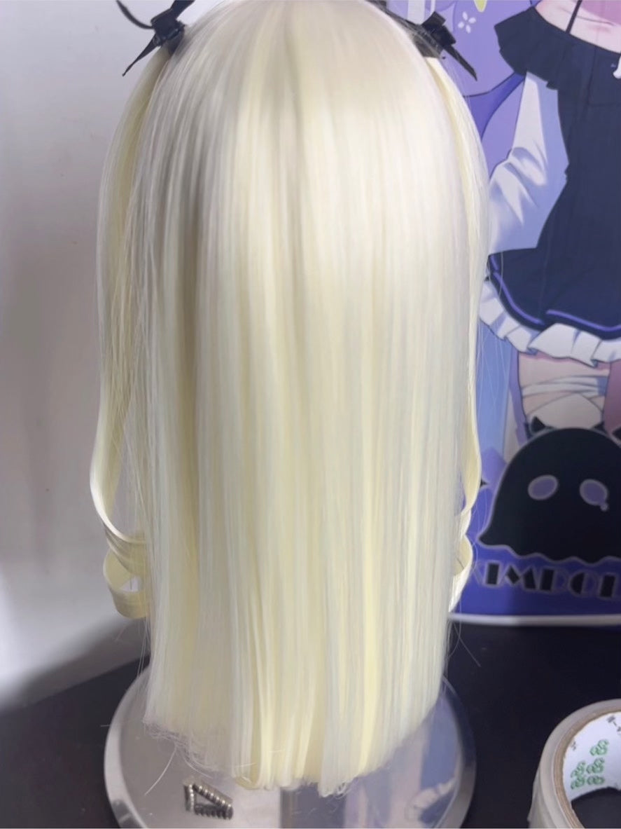 Blonde Curly Tip Doll Wig with Bows