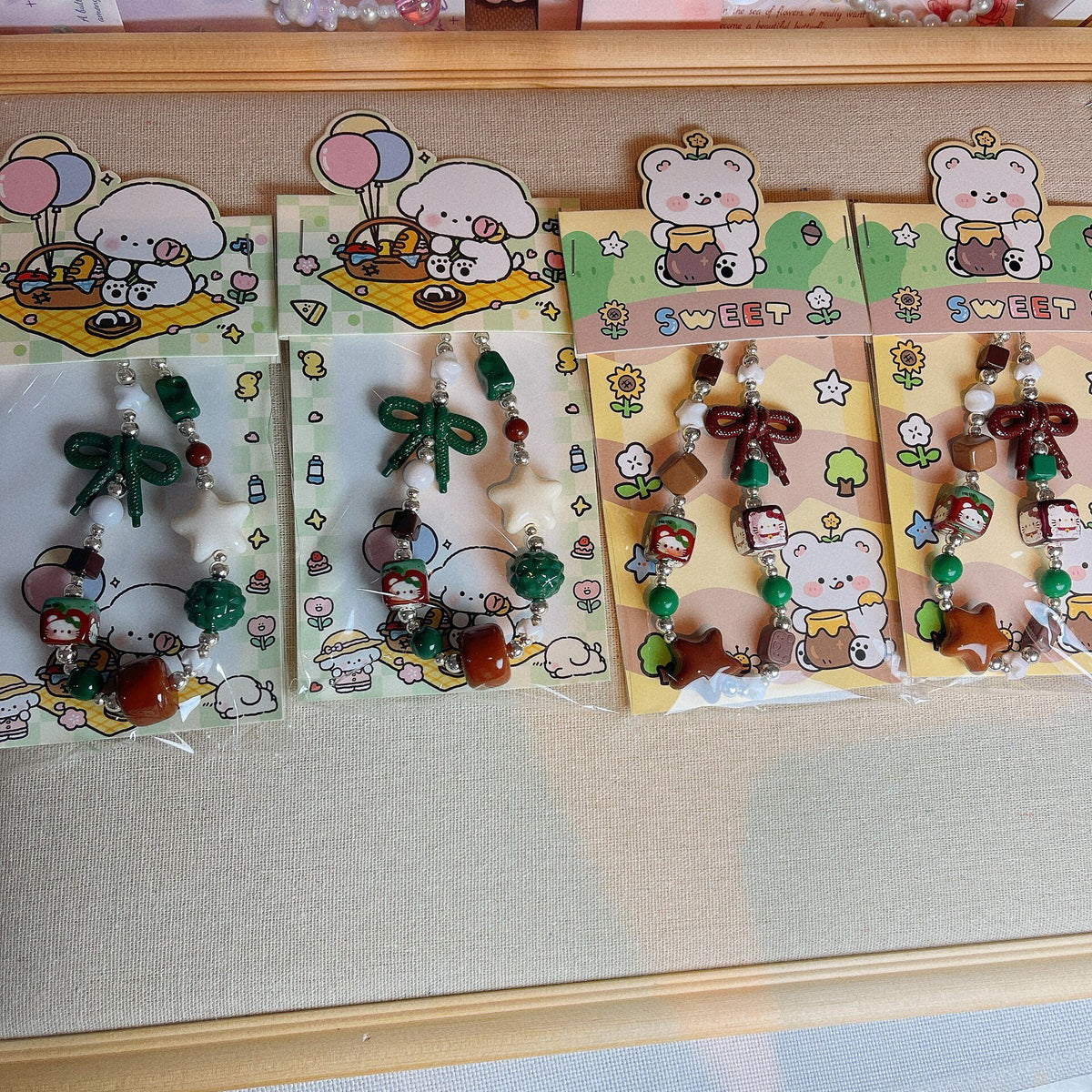 Cartoon Phone Charm with Bow Beads