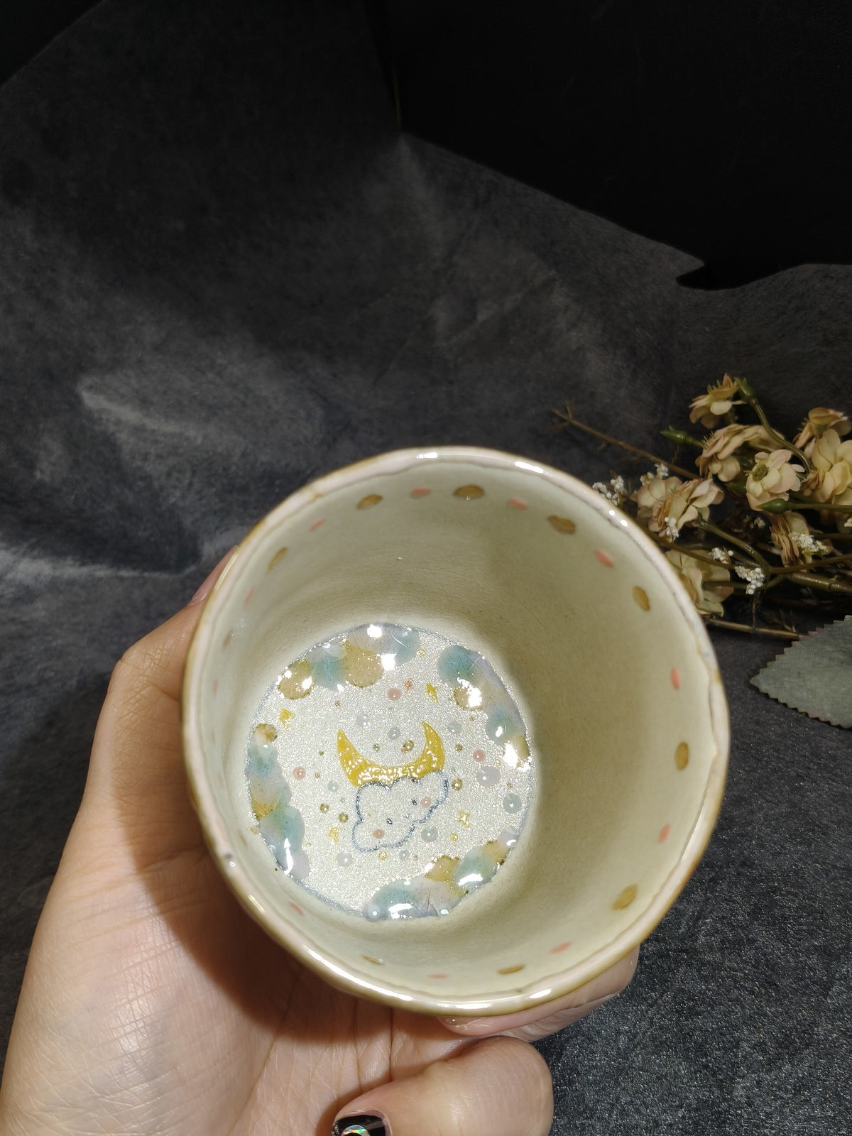 手描きセラミックカップ 250ml ムーンデザイン