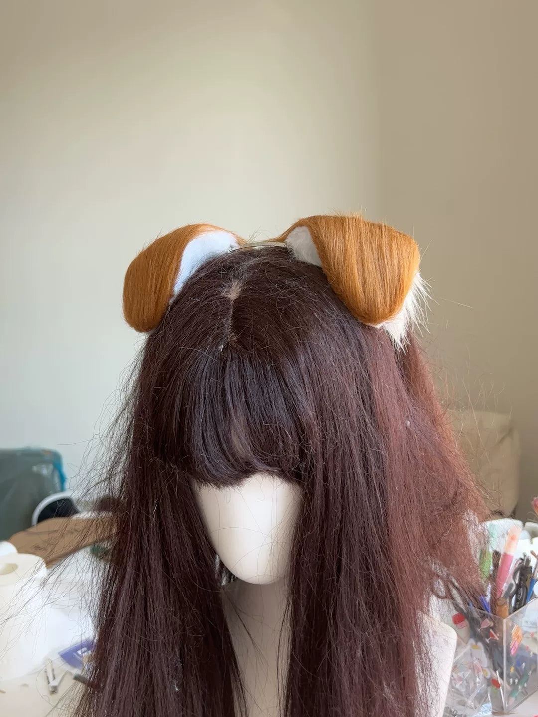 ハンドメイド ぬいぐるみ犬型ヘッドピース ラージ
