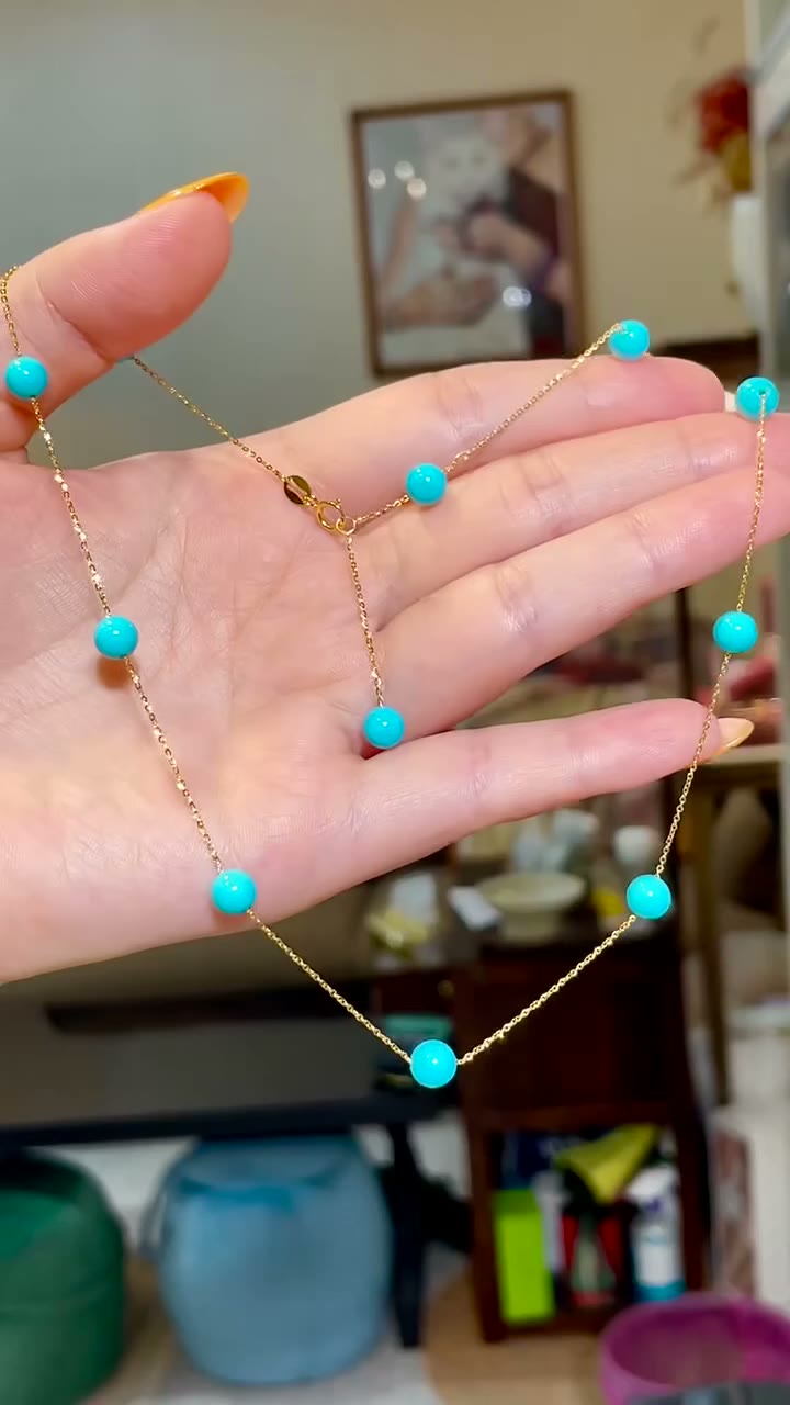 18k Gold Sleeping Beauty Turquoise Necklace