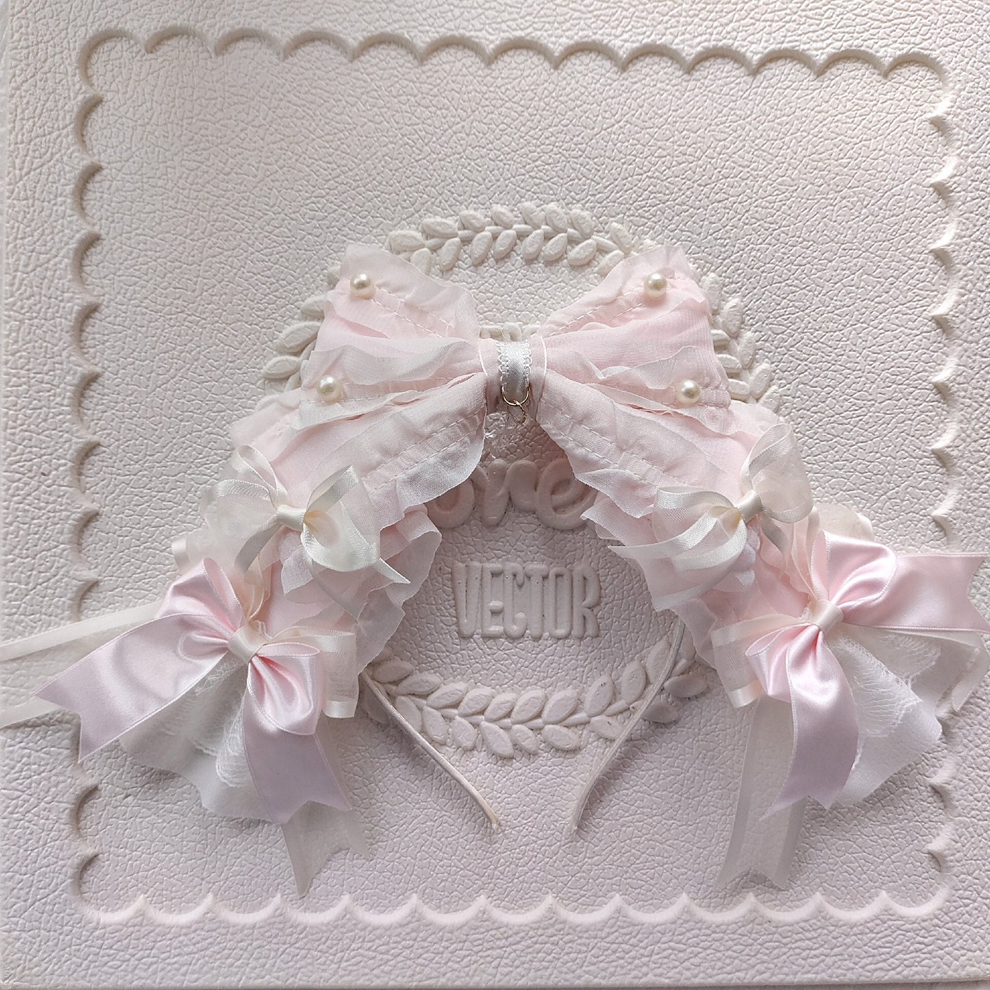 Lolita Large Bow Headband with Veil – Pink or Blue