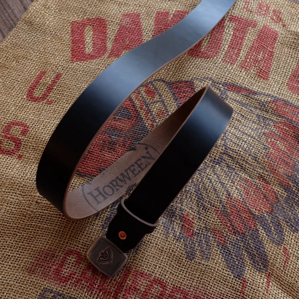 Cintura in pelle Horween Chromexcel con fibbia Thunderbird in ottone