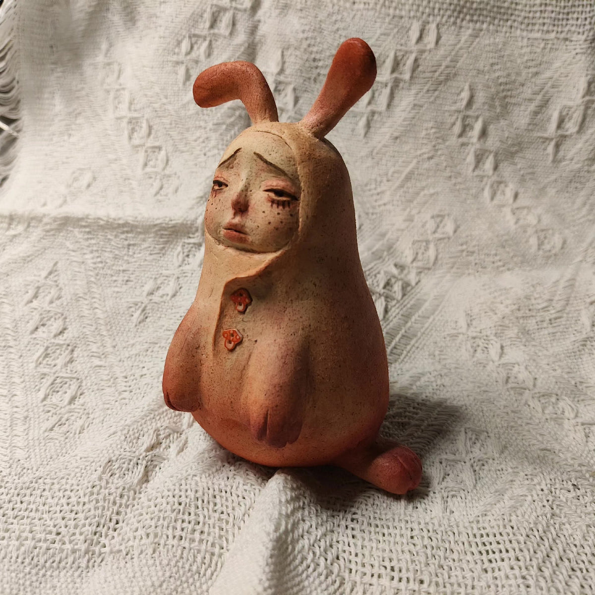Stone Clay Figurine with Rabbit Ears