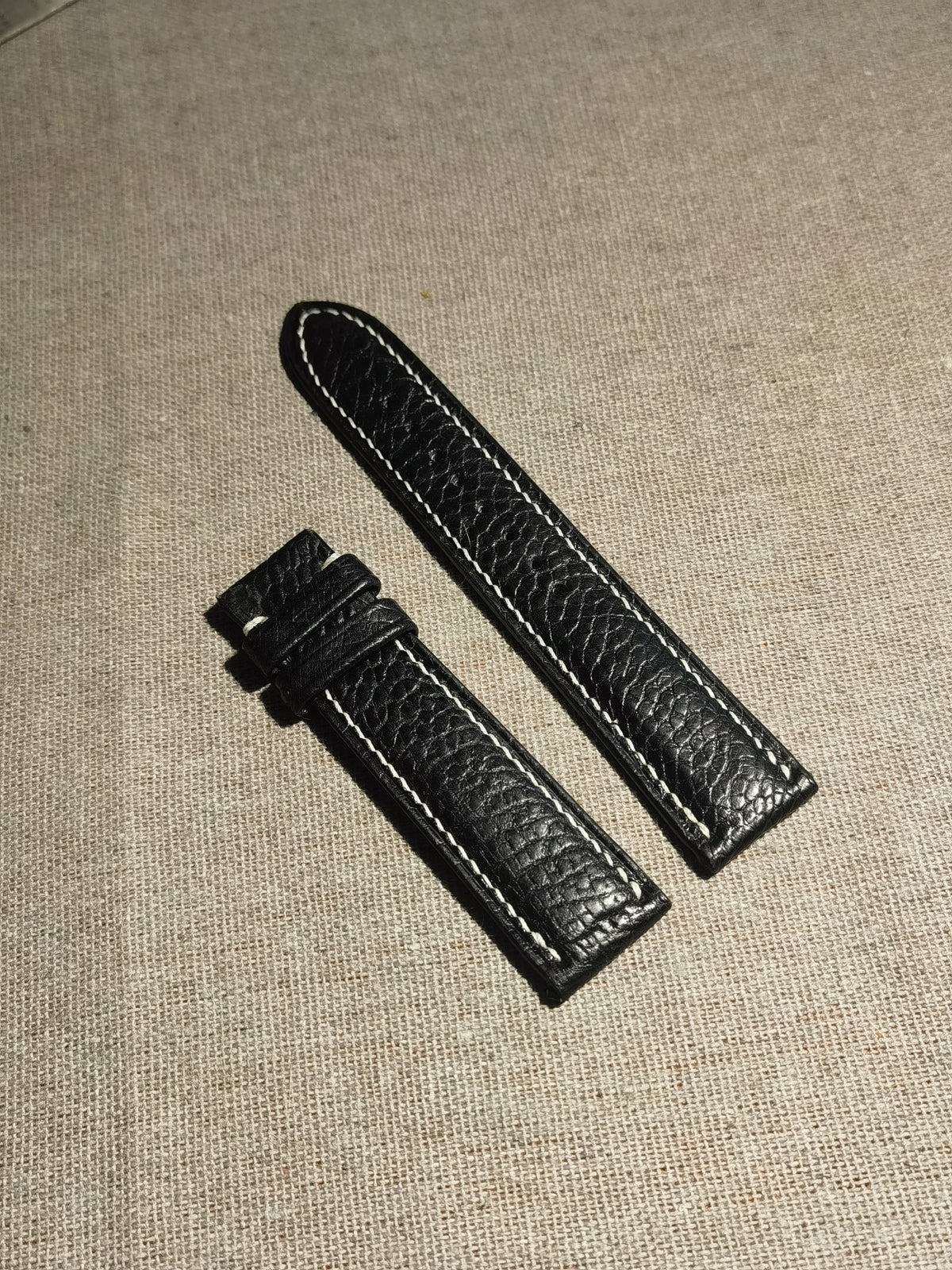 Black Ostrich Leather Watch Strap 21mm to 18mm