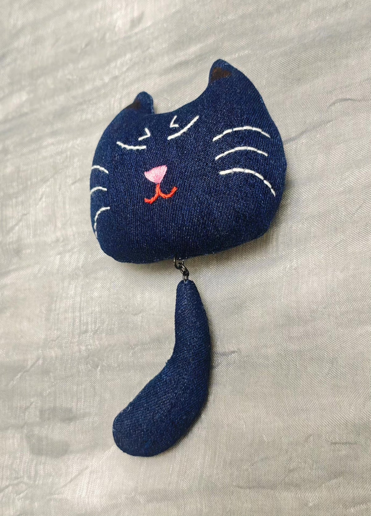 Handmade Fabric Cat Head Ornament