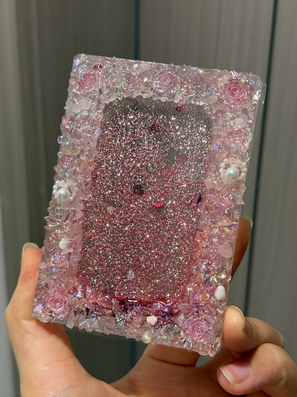 Rosa Liquid Glitter Shaker Kartenhalter